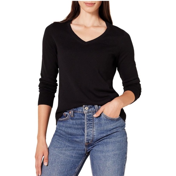 Sweaters - Women Classic Fit V-Neck Long Sleeve Sweater Size M